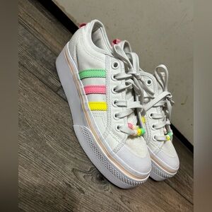 Adidas Nizza Platform pastel & White beaded Sneakers